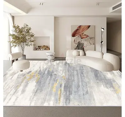 Super Soft touch, Washable, Large Area Rug - Neutral Grey  Cream