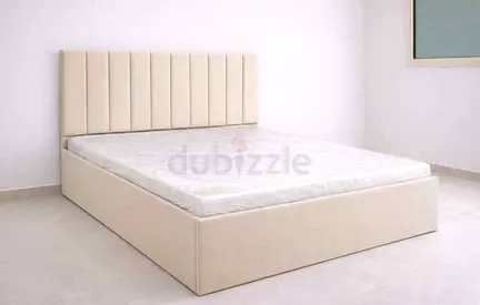 Modern Upholstered Bed Frame with Vertical Channel Tufted Headboard