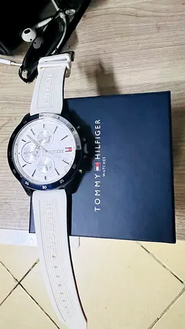 Tommy Hilfiger mens white sport watch (with box)