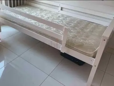 Kids Wooden Single Bed Frame with safety (Mattress included)