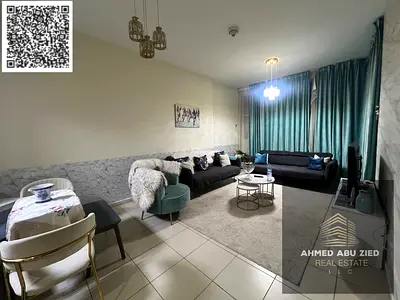 شقة غرفة وصالة مفروشة للإيجار في أبراج عجمان وان البرج 8 | طابق أول وموقف سيارة خاص بـ 35,000 درهم سنوياً | موقع مميز سهل الوصول لدبي والشارقه