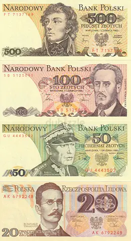POLAND BANKNOTE SET 1982