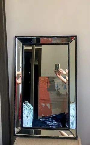 Large Decorative Wall Mirror with Beveled Frame