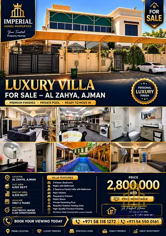 Luxury Villa for Sale with Exquisite Personal Finishes – Al Zahia, Ajman