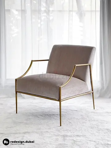 ZARA HOME CONTEMPORARY GLAM VELVET LOUNGE CHAIR or accent seat or sofa or armchair with brass