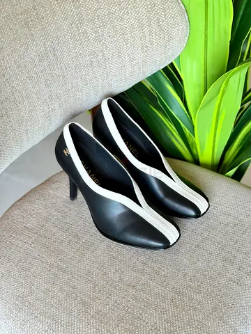 Chanel Black and White Mid-Heel Pumps - Classic Womens Shoes 35 to 42 available