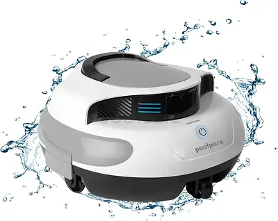 POOLPURE Cordless Robotic Pool Cleaner, 120Min Runtime, Dual 30W Motors, 5000mAh Battery, IPX8 Water