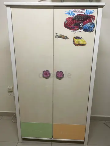 Double Door Wardrobe with Decorative Stickers