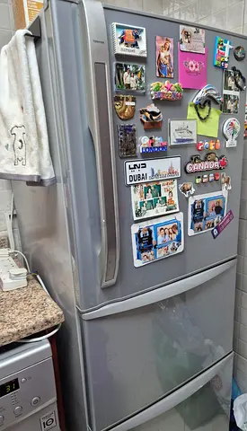 TOSHIBA Silver Fridge with Freezer - Good Working Condition