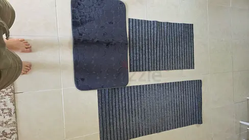 Set of 3 Dark Grey Non-Slip Floor Mats (Bathroom/Entrance)