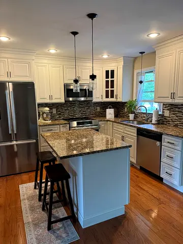 Modern white kitchen island Marble top Custom Made