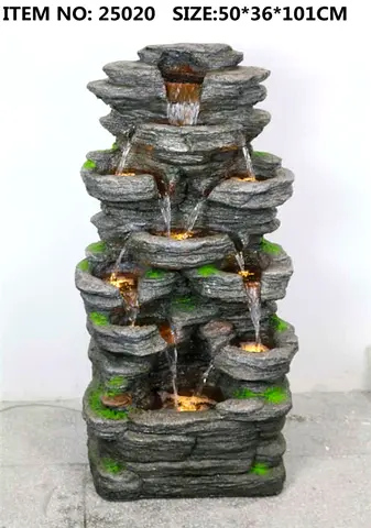 Tiered Rock Cascading Water Fountain with LED Lights