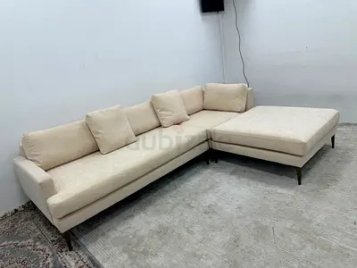 Amazing condition west elm beige sofa with footstool