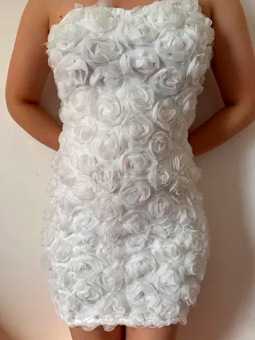 White Rosette Mini Dress
