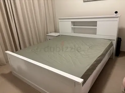 King size bed frame with headboard storage