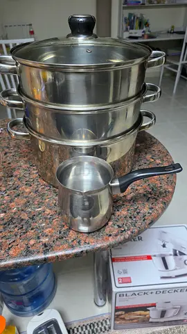 Stainless Steel 3-Tier Steamer Pot with Lid - Good Condition and coffee warmer