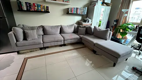 6-Piece Modular Sofa (Each module 80x80 cm) - Light Grey, Good Condition