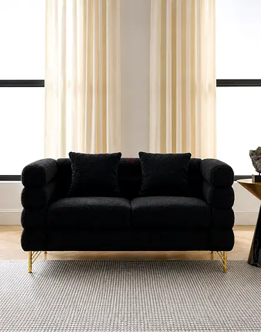 Custom Made 2-Seater Sofa with Gold Legs - Modern Compact Loveseat