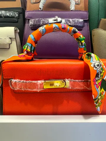 Master Copy Collection of Elegant Womens Handbags with Silk Handle Wraps Orange Color