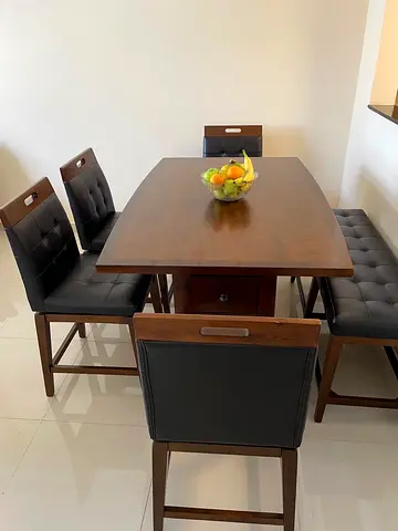 Delvin - Solid Wood Dining Table with 4 Chairs and Bench - Urgent (Moving out sale)