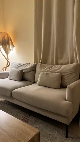 Beige 3-seater Sofa with Cushions — Good Condition