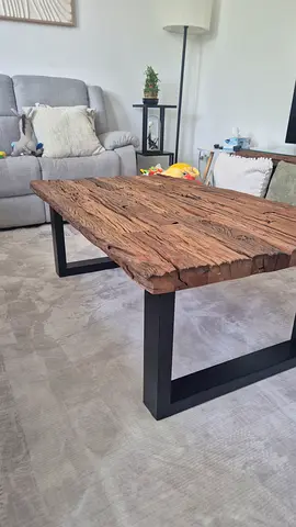 Solid Reclaimed Wood Coffee Table with Black Metal Legs