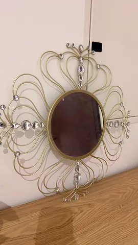 Decorative Gold Wall Mirror with Crystal Accents