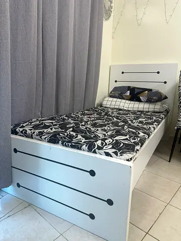 White single bed frame with headboard and footboard - good condition