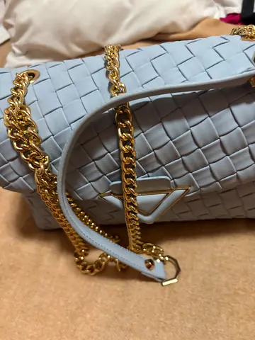 Light Blue Aldo woven shoulder bag with gold chain straps - Good as New