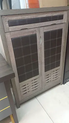 Two-door Wooden Cabinet / Wardrobe in Grey Finish - Good Condition