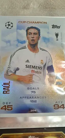 Rare UEFA Champions League Holographic Football Trading Card — Raul (Real Madrid) — Mint Condition