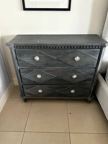 Dark Grey Wooden 3-Drawer Chest / Nightstand