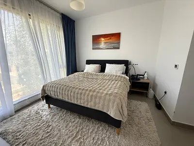 Modern Gray Upholstered Double Bed with Headboard with mattress!