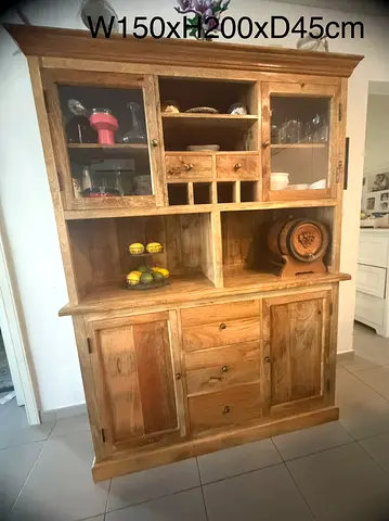 Solid Mango Wood Kitchen Cabinet / Hutch - 150x200x45 cm