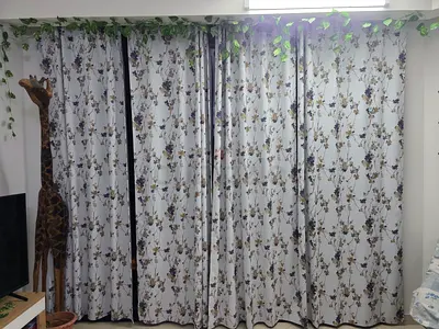 Light-blocking floral curtains - set of full-length panels