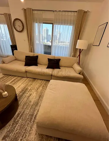 Home Center swin feather filled sofa with footstool