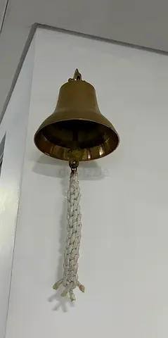 Brass Wall-Mounted Bell with Woven Rope Pull