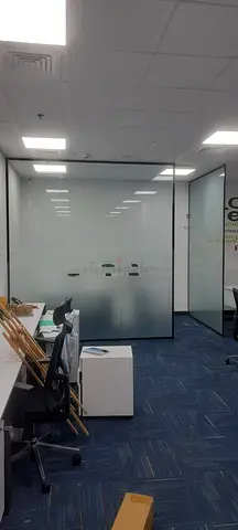 Glass Office Partition with Frosted Sliding Door - Ready to Install
