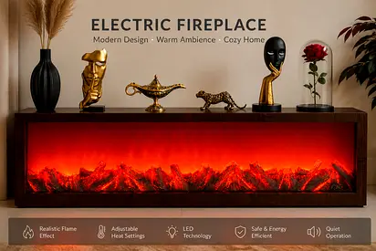 Modern Electric Fireplace with LED Flame Effect