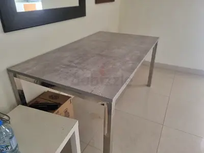 Metal Frame Dining/Work Table with Stone-Look Top (Used)