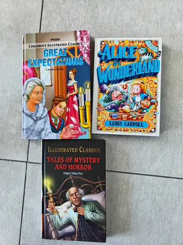 Set of 3 Illustrated Classics: Great Expectations, Alice in Wonderland, Tales of Mystery and Horror