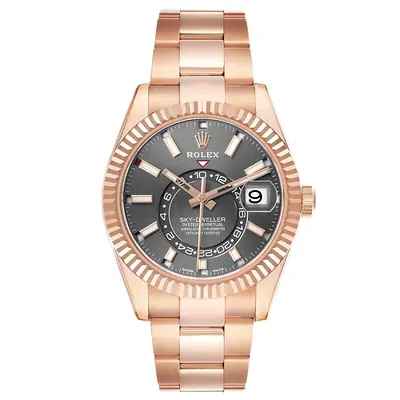 Rolex Sky-Dweller Rose Gold Men’s Watch - Grey Dial, Full Bracelet