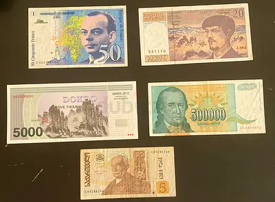 Collection of International Currency and Banknotes