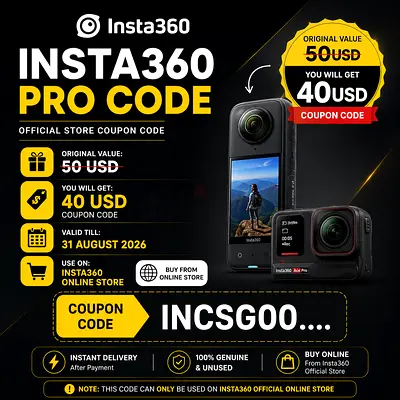 Insta360 Pro Coupon Code - Save $40 on Insta360 Cameras (Valid till 31 Aug 2026)