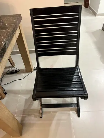 Black Heavy Solid Sturdy Wooden Folding Dining/Side Chair Set of 4 - Good Condition