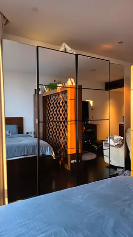 Mirrored sliding-door wardrobe perfect condition - custom made