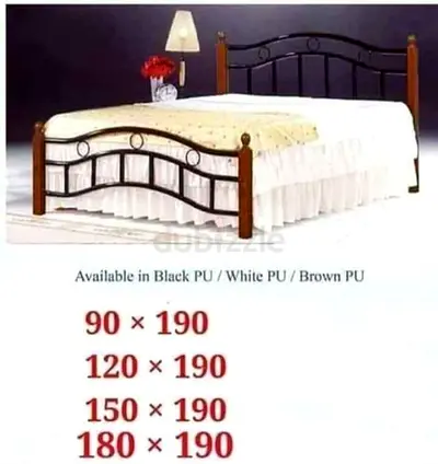 Metal and Wood Double Bed Frame with Decorative Headboard and Footboard (multiple sizes)