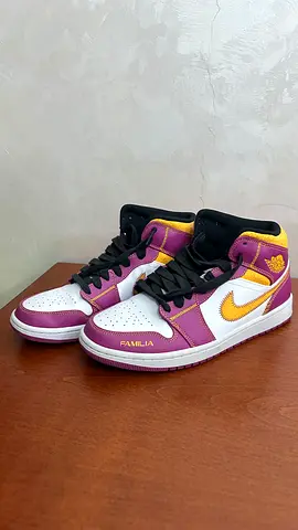 Used mid-top sneakers in white, purple and gold - size 44
