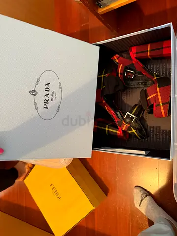 Prada womens plaid platform sandals - used, includes box
