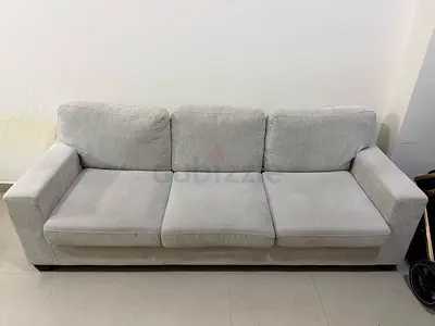 Comfortable 3 Seater Grey Fabric Sofa with USB port